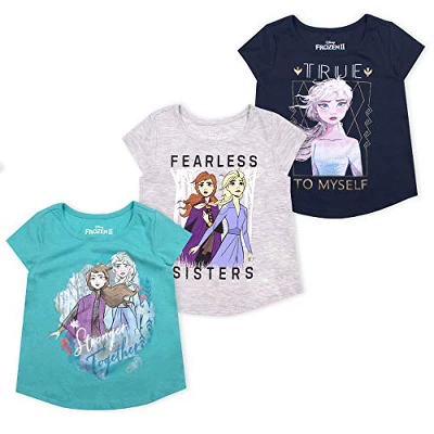 Disney Girl's 3-Pack Anna And Elsa Fearless Short Sleeve A-Line Frozen II Tee Shirts For Kids 4 Disney Girl's 3-Pack Anna And Elsa Fearless Short Sleeve A-Line Frozen II Tee Shirts For Kids - Image 4