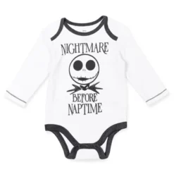 Disney Nightmare Before Christmas Zero Sally Jack Skellington Baby Bodysuit Pants And Hat 3 Piece Outfit Set Newborn To Infant