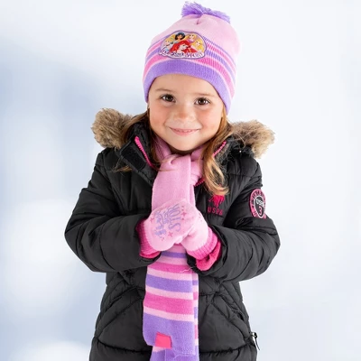Disney Princess Winter Hat, Scarf, & Mittens/Gloves Set, Kids Ages 2-7 1 Disney Princess Winter Hat, Scarf, & Mittens/Gloves Set, Kids Ages 2-7
