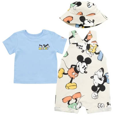 Disney Mickey Mouse Baby French Terry Short Overalls T-Shirt And Hat 3 Piece Outfit Set Newborn To Infant 12 Disney Mickey Mouse Baby French Terry Short Overalls T-Shirt And Hat 3 Piece Outfit Set Newborn To Infant - Image 12