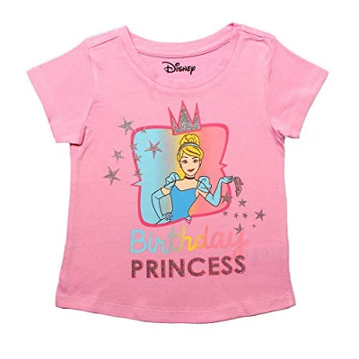 Disney Girl's Cinderella Birthday Princess Glitter Print Short Sleeve Graphic Tee For Kids 2 Disney Girl's Cinderella Birthday Princess Glitter Print Short Sleeve Graphic Tee For Kids - Image 2