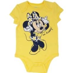 Disney Minnie Mouse Mickey Donald Duck Baby Girls 5 Pack Bodysuits Newborn To Infant