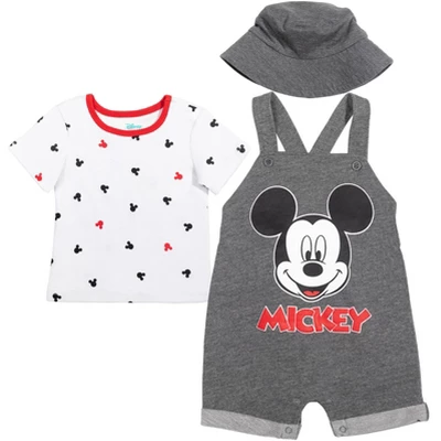Disney Mickey Mouse Baby French Terry Short Overalls T-Shirt And Hat 3 Piece Outfit Set Newborn To Infant 10 Disney Mickey Mouse Baby French Terry Short Overalls T-Shirt And Hat 3 Piece Outfit Set Newborn To Infant - Image 10