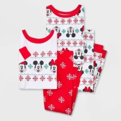 Toddler 4pc Disney Cozy Holiday Minnie And Mickey Fair Isle Pajama Set - White -Disney GUEST d50edd24 4428 4484 8758 34ad713052d1