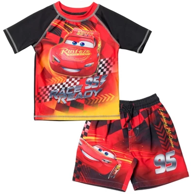 Disney Pixar Cars Lightning McQueen Rash Guard And Swim Trunks Outfit Set Toddler To Little Kid 8 Disney Pixar Cars Lightning McQueen Rash Guard And Swim Trunks Outfit Set Toddler To Little Kid - Image 8