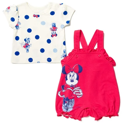 Disney Winnie The Pooh Minnie Mouse Piglet Baby Girls French Terry Short Overalls And T-Shirt Newborn To Infant 7 Disney Winnie The Pooh Minnie Mouse Piglet Baby Girls French Terry Short Overalls And T-Shirt Newborn To Infant - Image 7