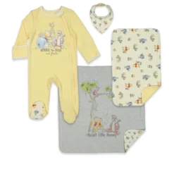 Disney Winnie The Pooh,Lion King,Pixar Monsters Inc.,Princess Baby Sleep N' Play Coverall Bib Blanket And Burp Cloth 4 Piece Outfit Set Newborn -Disney GUEST e4bf2144 3885 4789 9c81 a644e33057f2