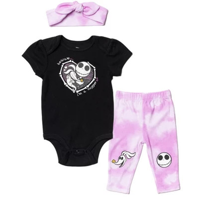 Disney Nightmare Before Christmas Zero Sally Jack Skellington Baby Girls Bodysuit Pants And Headband 3 Piece Outfit Set Newborn To Infant 9 Disney Nightmare Before Christmas Zero Sally Jack Skellington Baby Girls Bodysuit Pants And Headband 3 Piece Outfit Set Newborn To Infant - Image 9