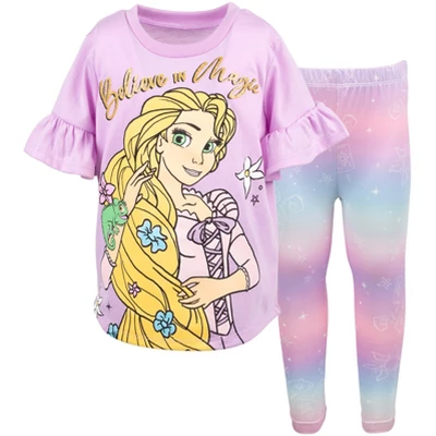 Disney Princess Moana Frozen Little Mermaid Rapunzel Jasmine Belle Girls T-Shirt And Leggings Outfit Set Toddler To Big Kid 13 Disney Princess Moana Frozen Little Mermaid Rapunzel Jasmine Belle Girls T-Shirt And Leggings Outfit Set Toddler To Big Kid - Image 13