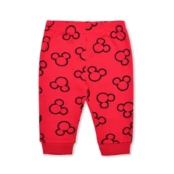 Disney Boy's 3-Pack Mickey Mouse Long Sleeve Baby Bodysuit Creeper, Bib And Jogger Pant Set For Infant