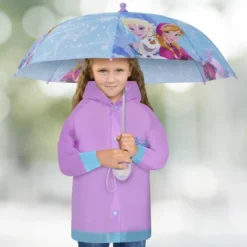 Disney Frozen Elsa And Anna Girl’s Umbrella And Raincoat Set, Kids Ages 4-7
