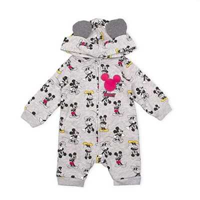 Disney Baby Boy's Mickey Mouse Graphic Printed Long Sleeve Zip Up Jumpsuit Coverall With Hood And 3D Ears For Infant 4 Disney Baby Boy's Mickey Mouse Graphic Printed Long Sleeve Zip Up Jumpsuit Coverall With Hood And 3D Ears For Infant - Image 4