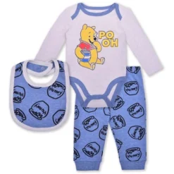 Disney Boy's 3-Piece Winnie The Pooh Long Sleeve Baby Bodysuit Creeper, Bib And Jogger Pant Set For Infant -Disney GUEST f3655b8b 67c3 46be 8466 6be041ccb57e